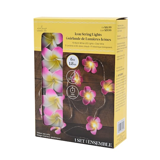 15ct. Plumeria Icon LED String Lights by Ashland
